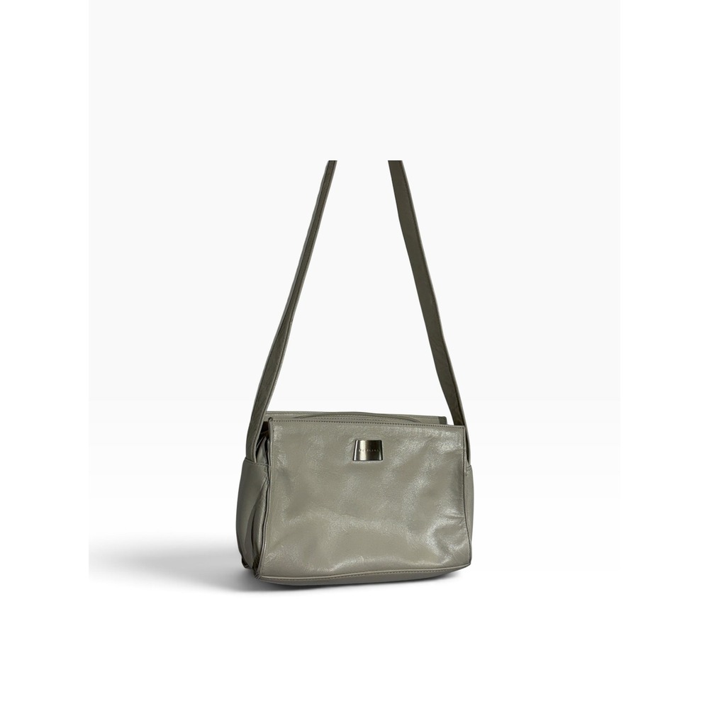 Perlina New York Vintage 90s Mod White Leather Mini Shoulder Bag Silver Hardware